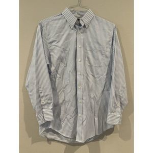 Men's Blue & White Striped Joseph A. Bank Traveler's Shirt Size: 16-34‎